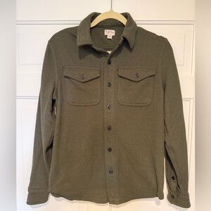 J. Crew Olive Green Seaboard Soft Knit Button-Down Utility Shirt